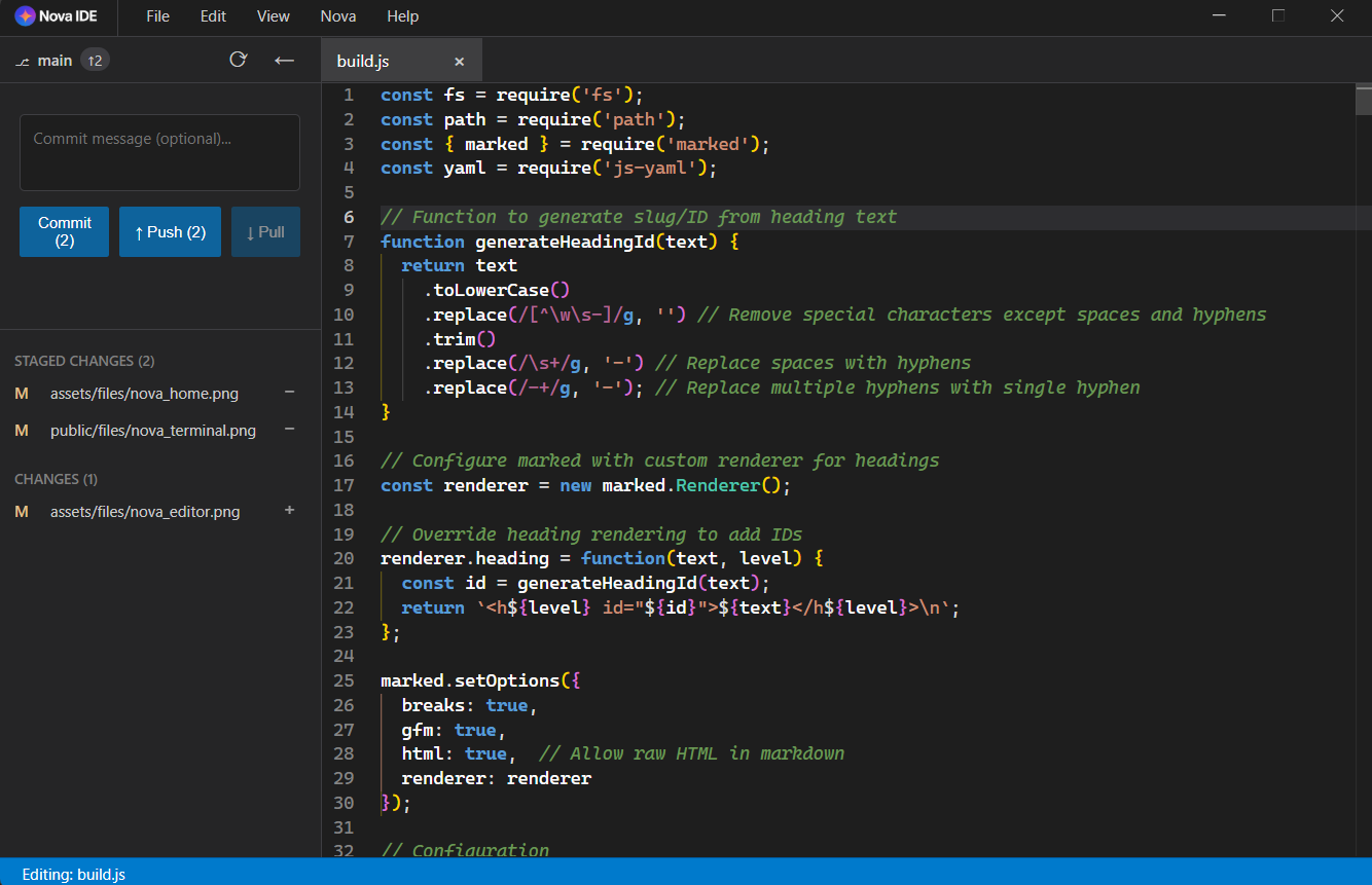 Nova Git Integration