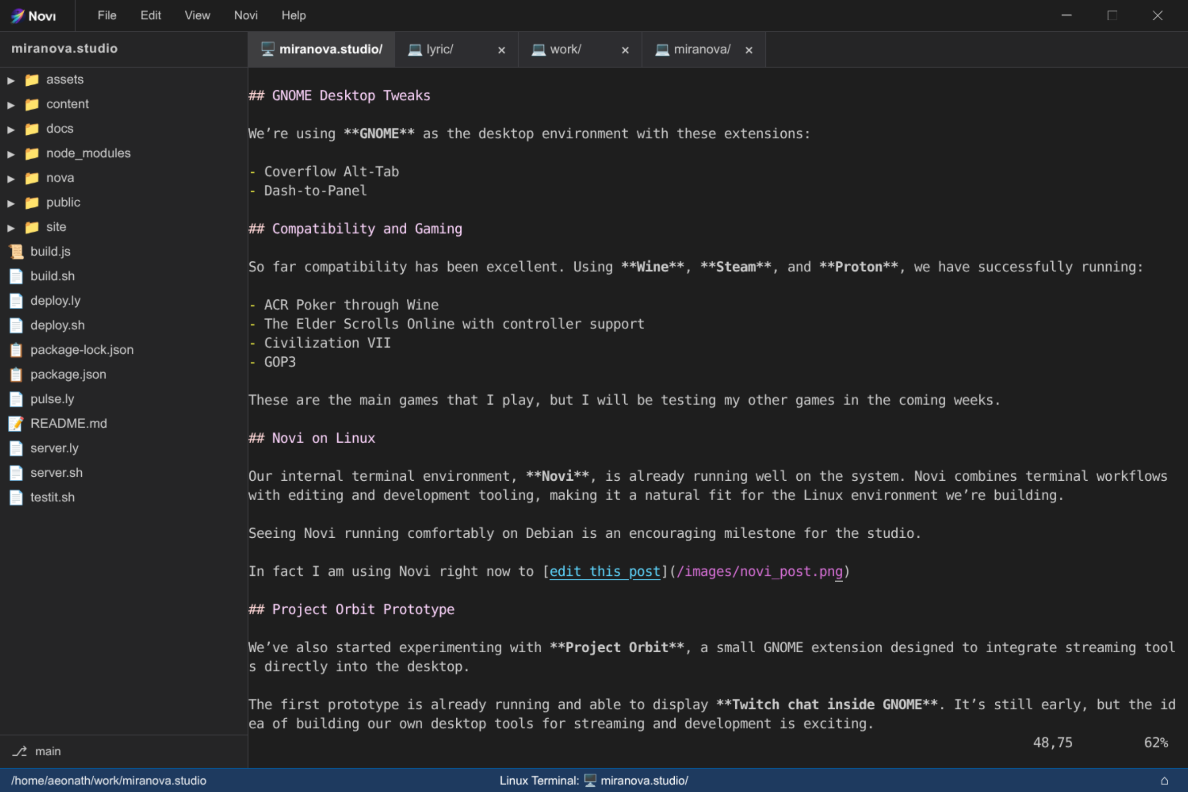 Editing a Post in Novi
